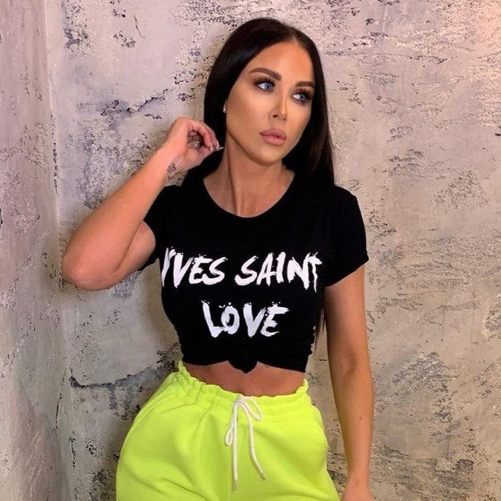 Black Yves Saint “Love” Graphic Print Tee